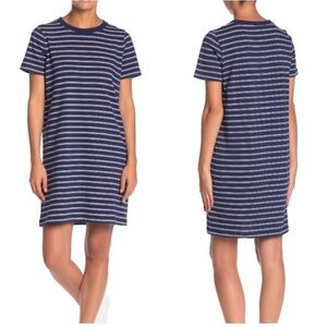 Madewell navy and white stripe loose fit Tshirt dress